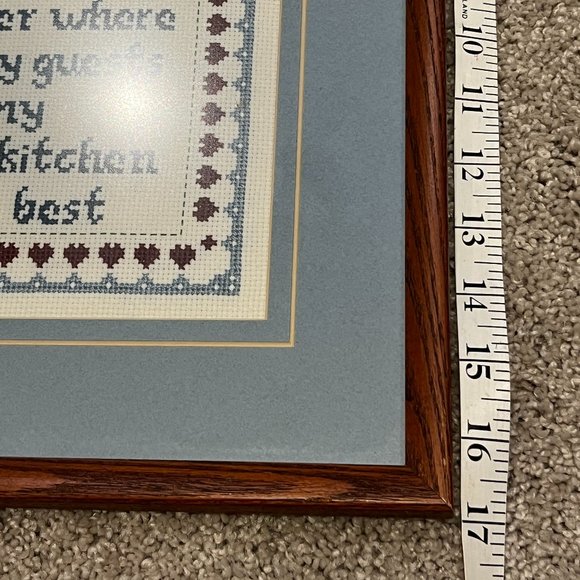 HAND CRAFTED Cross Stitch Picture Country Kitchen Farmer Countrycore 17"x14" - Picture 9 of 10